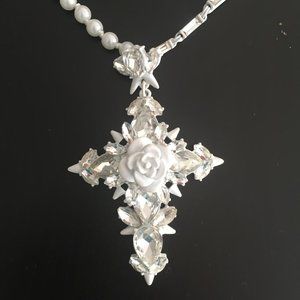 Erickson Beamon Rocks Rose Cross Necklace